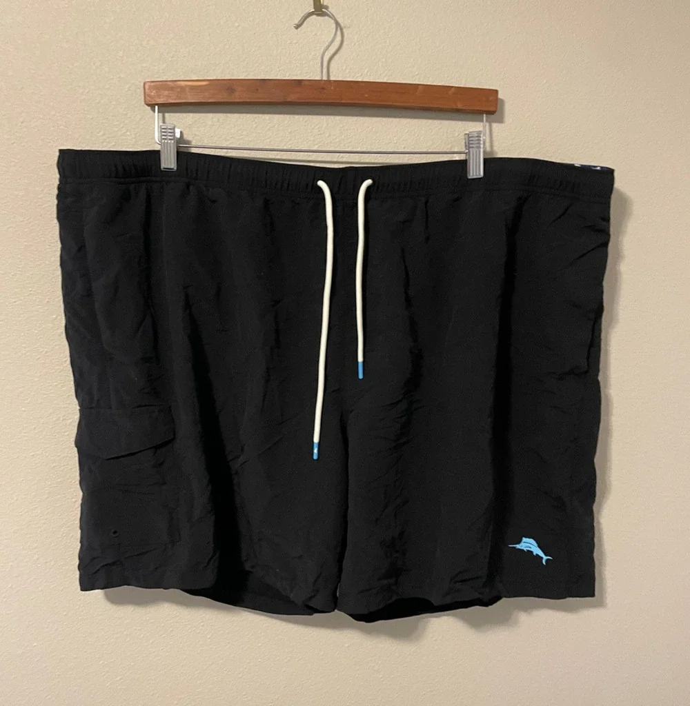 Tommy Bahama Swim Trunks Mens Big 3X Black Naples Coast Lined Pockets Drawstring